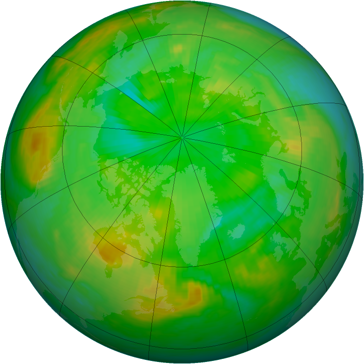 Arctic ozone map for 01 July 1986